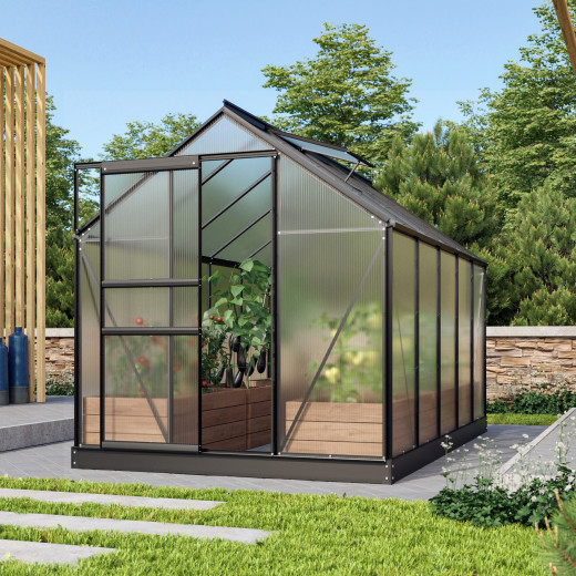 Serre de jardin en alu noir et polycarbonate 6mm - Venus 6200 - Vitavia