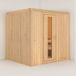 Sauna traditionnel SODIN 3 à 4 places 68mm sans couronne - avec porte à économie d'énergie KARIBU