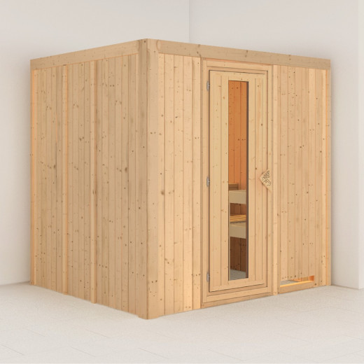 Sauna traditionnel SODIN 3 à 4 places 68mm sans couronne - avec porte à économie d'énergie KARIBU
