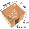 Sauna traditionnel SODIN 3 à 4 places 68mm sans couronne - avec porte à économie d'énergie KARIBU