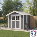 Abri de jardin en PVC 4,9m² gris foncé et blanc Grosfillex