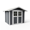 Abri de jardin en PVC 4,9m² gris foncé et blanc Grosfillex