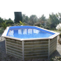 Piscine octogonale allongée démontable en bois 730x420x129cm SIAYAN - Water'Clip
