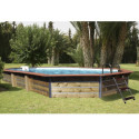 Piscine octogonale allongée démontable en bois 730x420x129cm SIAYAN - Water'Clip