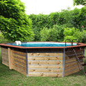 Piscine octogonale allongée démontable en bois 550x375x129cm ST. LOUIS - Water'Clip