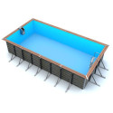 Piscine rectangulaire démontable en bois 680x370x147cm TILOS - Water'Clip