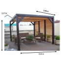 Pergola en bois avec vantelles amovibles sur toiture + 1 côté 340x312x217 Veneto