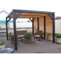 Pergola en bois avec vantelles amovibles sur toiture + 1 côté 340x360x217cm Veneto