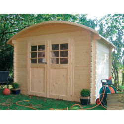Abri de jardin en bois traité autoclave 28mm 7,09m² toit berceau SOLID