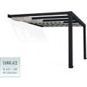 Pergola adossée Stockholm 350x368cm aluminium gris et polycarbonate avec stores de toit rétractables – PALRAM