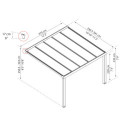 Pergola adossée Stockholm 350x368cm aluminium gris et polycarbonate avec stores de toit rétractables – PALRAM