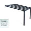 Pergola adossée Stockholm 350x368cm aluminium gris et polycarbonate avec stores de toit rétractables – PALRAM