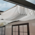 Pergola adossée Stockholm 350x368cm aluminium gris et polycarbonate avec stores de toit rétractables – PALRAM