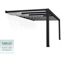 Pergola adossée Stockholm 350x515cm aluminium gris et polycarbonate avec stores de toit rétractables – PALRAM
