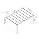 Pergola adossée Stockholm 350x515cm aluminium gris et polycarbonate avec stores de toit rétractables – PALRAM