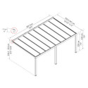Pergola adossée Stockholm 350x590cm aluminium gris et polycarbonate avec stores de toit rétractables – PALRAM