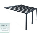 Pergola adossée Stockholm 350x590cm aluminium gris et polycarbonate avec stores de toit rétractables – PALRAM