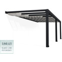 Pergola adossée Stockholm 350x660cm aluminium gris et polycarbonate avec stores de toit rétractables – PALRAM