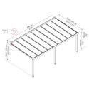 Pergola adossée Stockholm 350x660cm aluminium gris et polycarbonate avec stores de toit rétractables – PALRAM