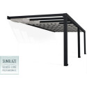 Pergola adossée Stockholm 350x740cm aluminium gris et polycarbonate avec stores de toit rétractables – PALRAM