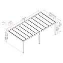 Pergola adossée Stockholm 350x740cm aluminium gris et polycarbonate avec stores de toit rétractables – PALRAM