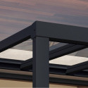 Pergola adossée Stockholm 350x740cm aluminium gris et polycarbonate avec stores de toit rétractables – PALRAM
