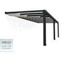 Pergola adossée Stockholm 350x810cm aluminium gris et polycarbonate avec stores de toit rétractables – PALRAM