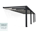 Pergola adossée Stockholm 350x950cm aluminium gris et polycarbonate avec stores de toit rétractables – PALRAM