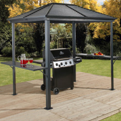 Pavillon de barbecue VENTURA BBQ 235x170cm en aluminium anthracite - SOJAG