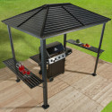 Pavillon de barbecue VENTURA BBQ 235x170cm en aluminium anthracite - SOJAG