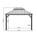 Tonnelle de jardin Messina 298x363cm en aluminium thermolaqué champagne– SOJAG