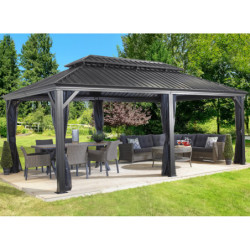 Tonnelle de jardin Messina 363x598cm en aluminium thermolaqué anthracite – SOJAG