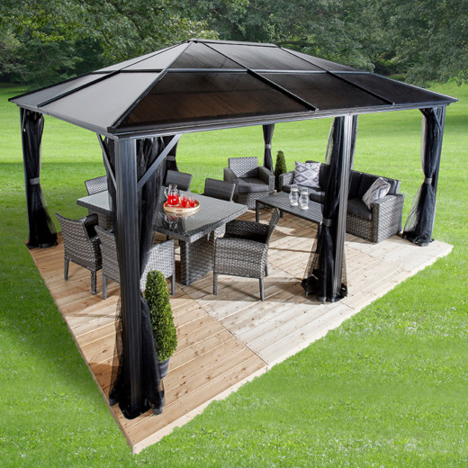 Pergola de jardin Meridien en aluminium anthracite et polycarbonate 8mm – SOJAG