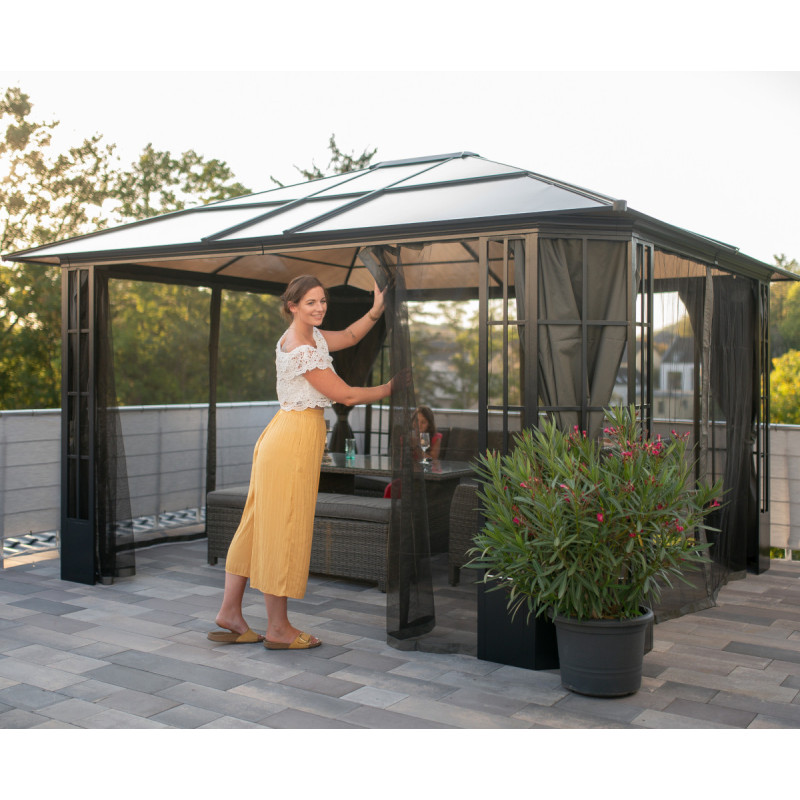Pergola de jardin Savino en aluminium anthracite et polycarbonate 8mm – SOJAG