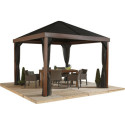 Tonnelle de jardin Valencia 363x363cm en aluminium aspect bois – SOJAG