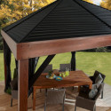 Tonnelle de jardin Valencia 363x363cm en aluminium aspect bois – SOJAG