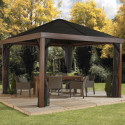 Tonnelle de jardin Valencia 363x363cm en aluminium aspect bois – SOJAG