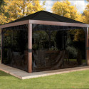 Tonnelle de jardin Valencia 363x363cm en aluminium aspect bois – SOJAG