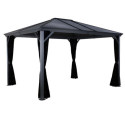 Rideaux occultants en polyester gris pour pergola Ventura 10x10 - SOJAG