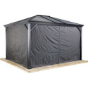 Rideaux occultants en polyester gris pour pergola Ventura 10x14 - SOJAG