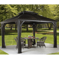 Rideaux occultants en polyester gris pour pergolas Messina et Mykonos 10x12 - SOJAG