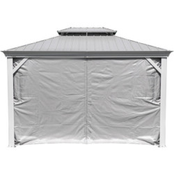 Rideaux occultants en polyester champagne pour pergola Messina 12x16 - SOJAG