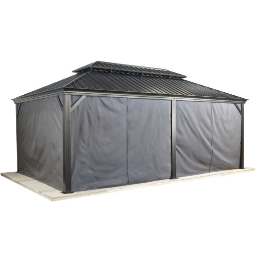 Rideaux occultants en polyester gris pour pergola Messina 12x20 - SOJAG