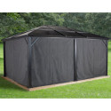 Rideaux occultants en polyester gris pour pergola Meridien 12x16 - SOJAG
