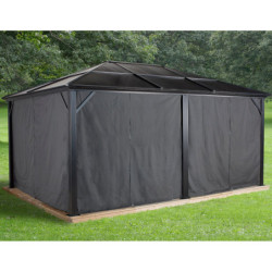 Rideaux occultants en polyester gris pour pergola Meridien 12x16 - SOJAG