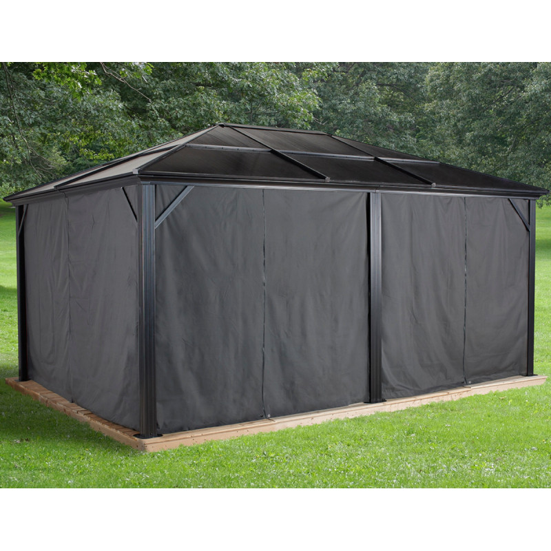 Rideaux occultants en polyester gris pour pergola Meridien 12x16 - SOJAG