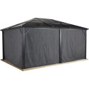 Rideaux occultants en polyester gris pour pergola Meridien 12x16 - SOJAG