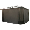 Rideaux occultants en polyester gris pour pergola Savino 12x14 - SOJAG