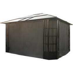 Rideaux occultants en polyester gris pour pergola Savino 12x14 - SOJAG