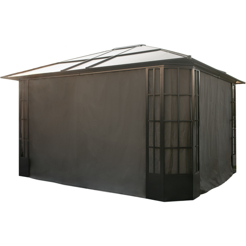 Rideaux occultants en polyester gris pour pergola Savino 12x14 - SOJAG